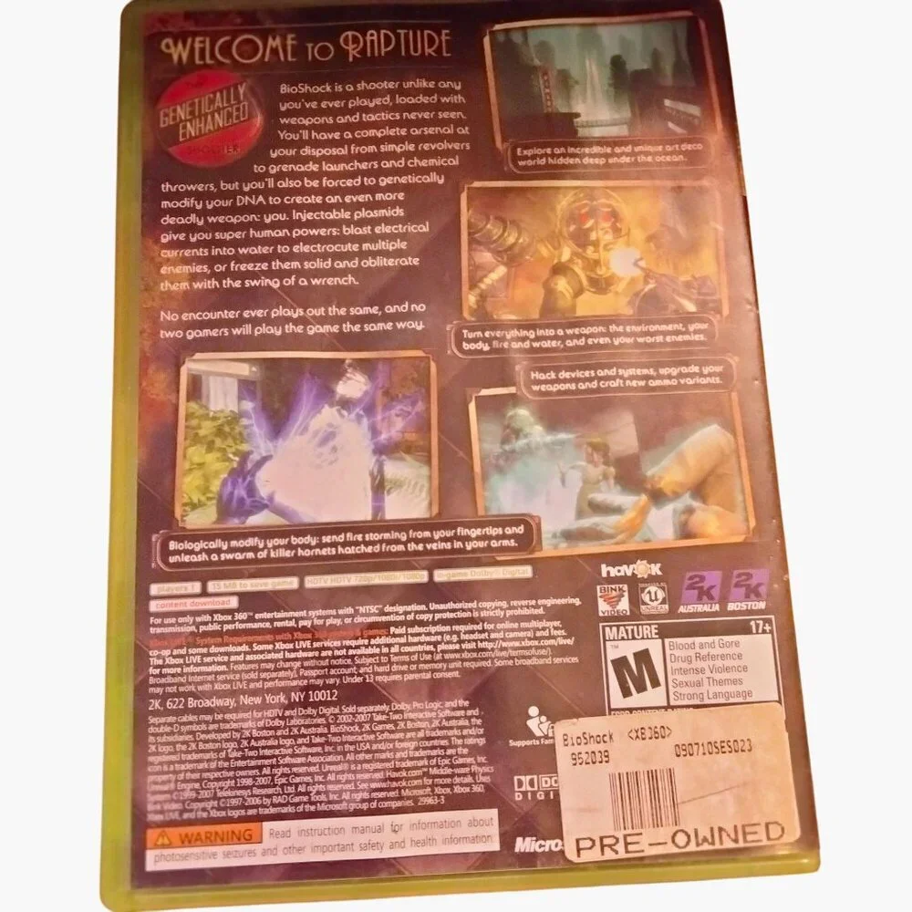 BioShock Xbox 360 Game Disc Mature Games